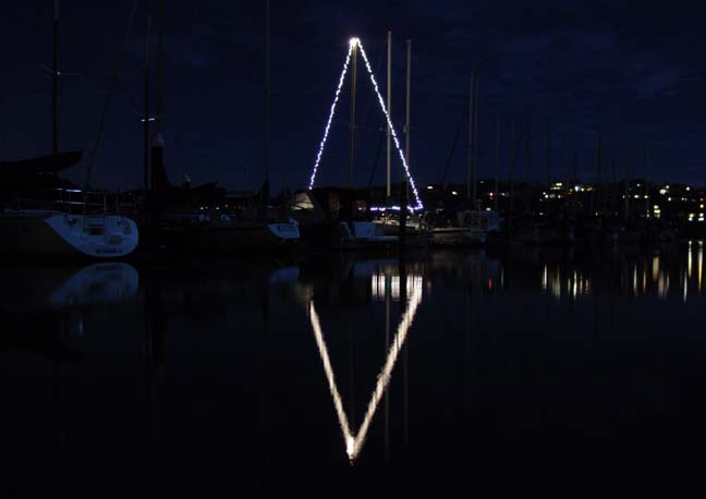 Boat decorated with lights